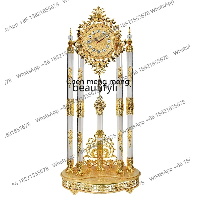Living Room Villa Vertical Living Room Floor Clock Light Luxury European Crystal Floor Clock