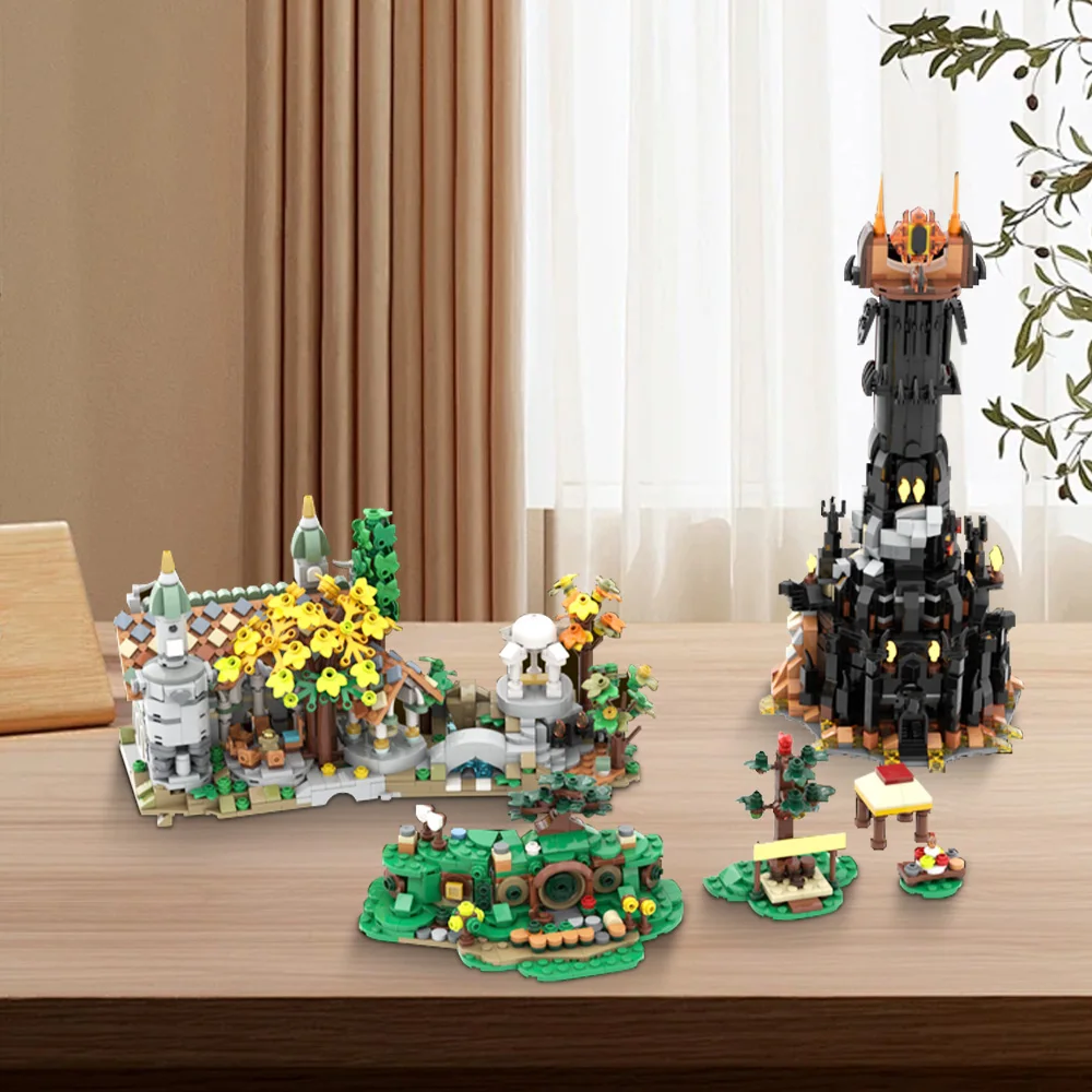 MOC-colección de arquitectura de escena de los anillos, modelo de bloques de construcción, Barads, Castillo negro, Durs, juguete ensamblado, regalo para niños