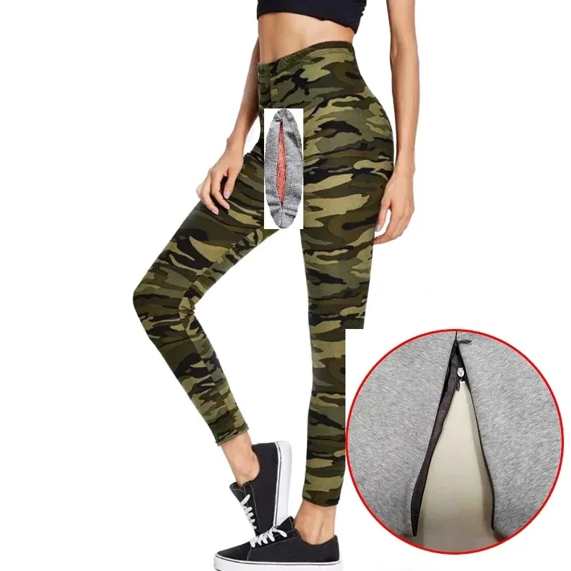 Cerniera invisibile a doppia testa per incontri sul campo Leggings mimetici da donna pantaloni verdi da Fitness pantaloni da allenamento