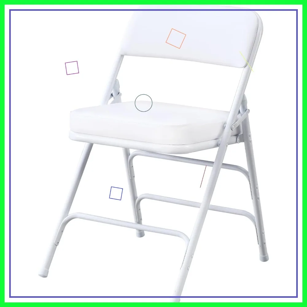 

Comfortable Vinyl Padded Metal Folding Chairs with Ultra Thick Cushion for Indoor Use - White