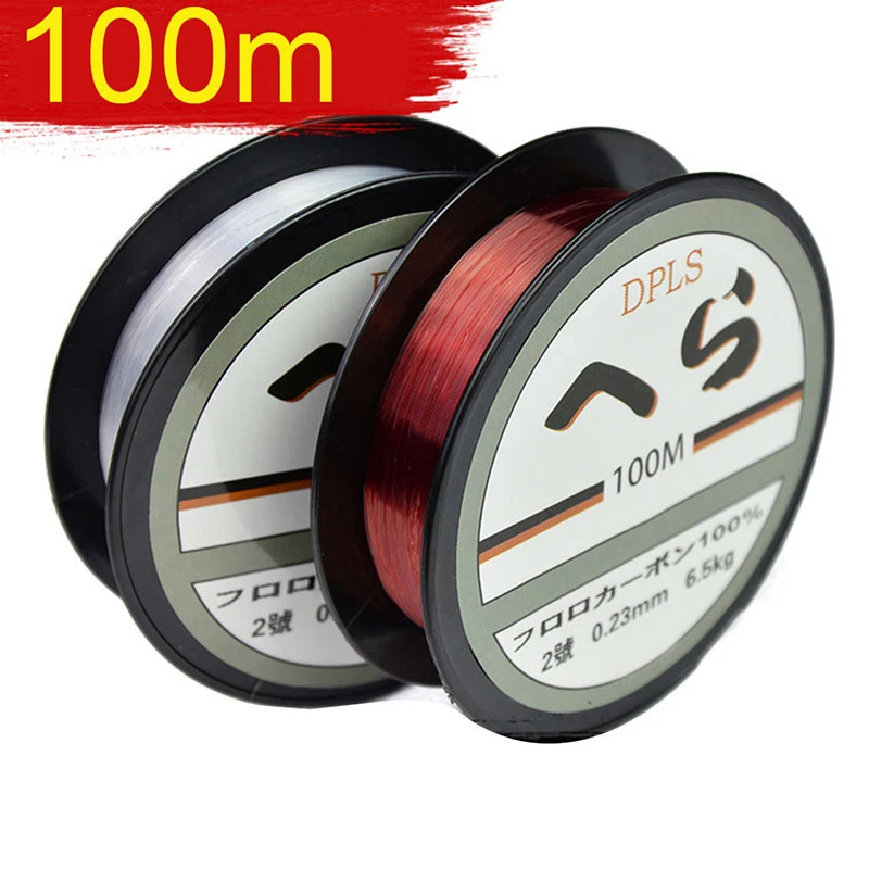 Senar Pancing Fluorocarbon 100M Senar Pancing Terbang Jelas 3.5LB-40.5LB Serat Karbon Senar Pemimpin Senar Pancing Kepang Kawat Aksesoris Memancing