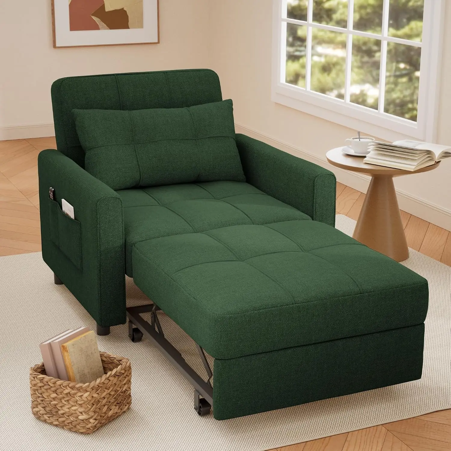Convertible Sofa Bed Chair, Pullout Sleeper, Adjustable Back, Customized