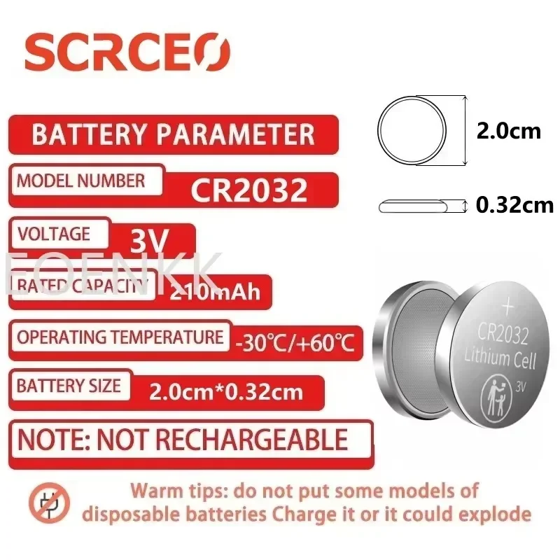 100PCS CR2032 High-Capacity Lithium Button CR 2032 Battery Compatible with AirTag Key FOBs calculators Coin counters Watches etc