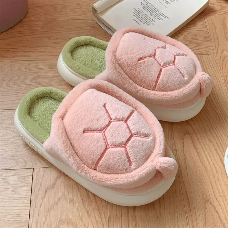 New cotton shoes padded creative fun small turtle soft bottom cotton slippers female winter home fashion warm comfortable indoor