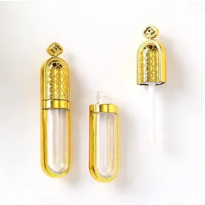 10/30/50/100 قطعة من البلاستيك الفارغ 5 مل أنبوب ملمع الشفاه على شكل تاج ذهبي #5