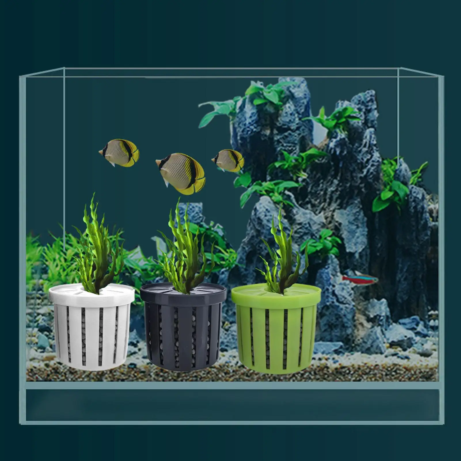4 stücke Haustier Aquarium Dekorationen Zubehör Aquarium Anlage Stehen Stabile Aquarium Net Tasse Hydrokultur Anlage Lagerung Festen Korb – Detail 10