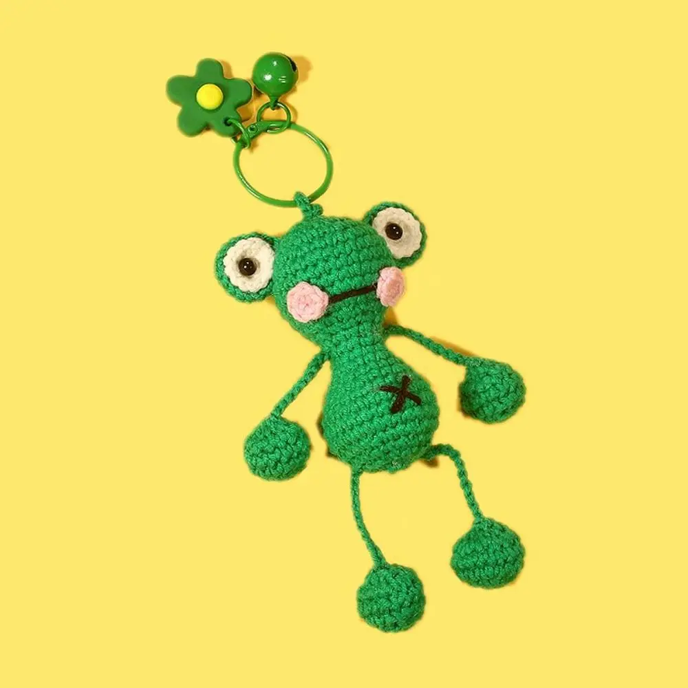 Rabbit Duck Cartoon Keychains Keys Bag Pendant Handmade Knitted Frog Doll Cute Cartoon Bag Decor