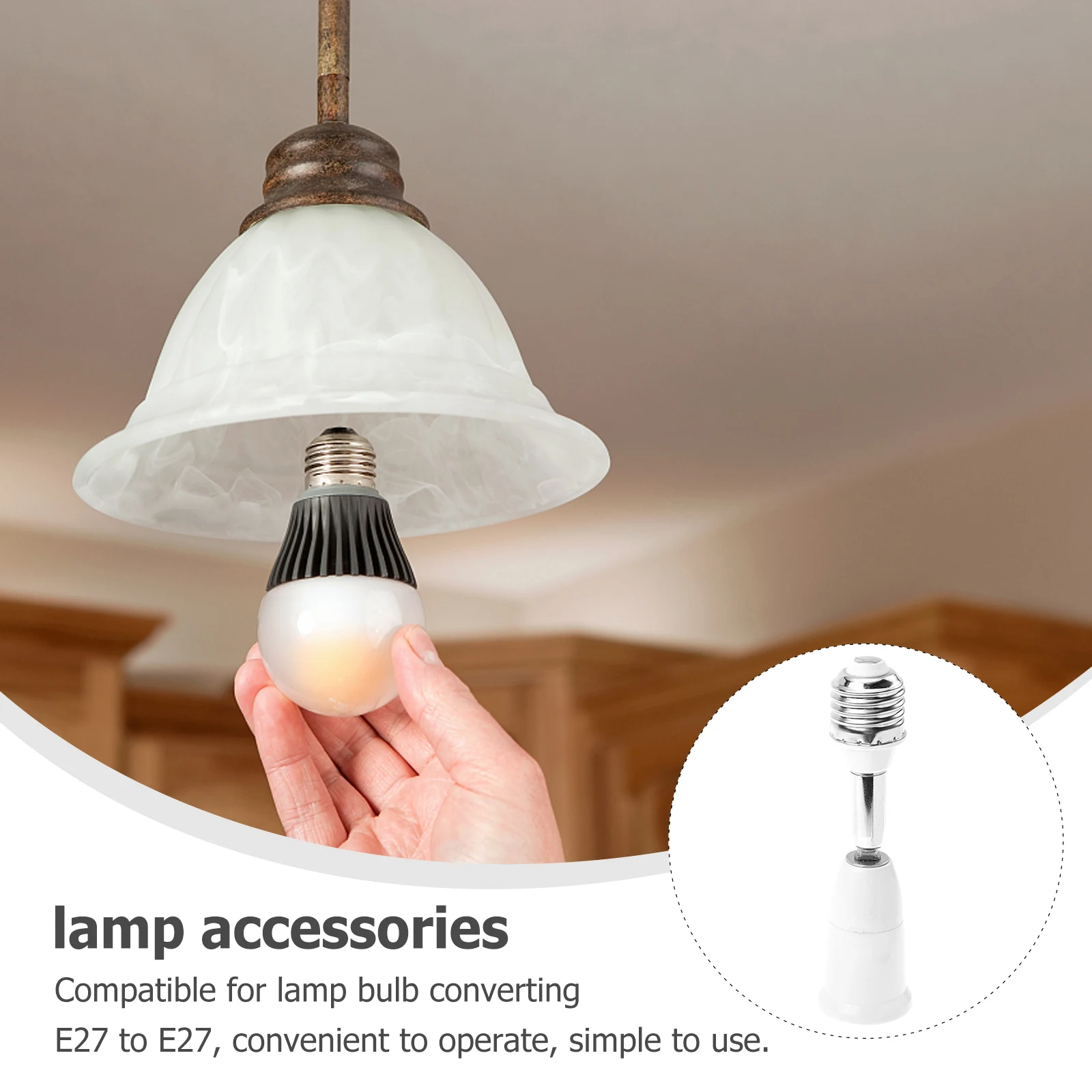 

2pcs Lamp Holder Adapter Durable PVC Aluminum E27 to E27 Light Converter Socket Flexible Suitable Ceiling DIY