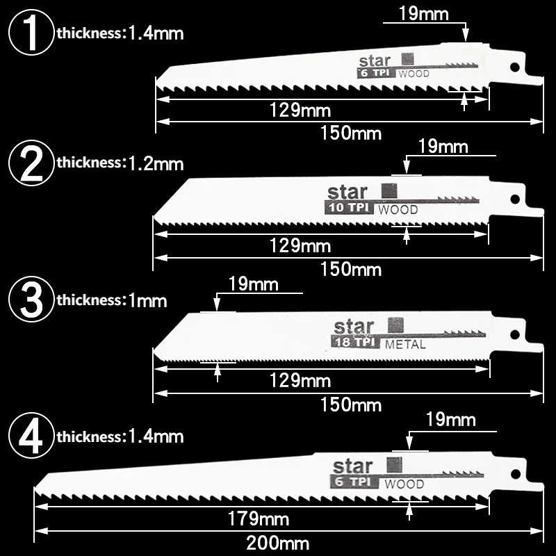 4ชิ้นใบเลื่อยแบบลูกสูบใบเลื่อยหลายใบเลื่อยสำหรับตัดไม้โลหะสำหรับ Bosch Makita Dewalt หน้ากาก DIY W ของขวัญ