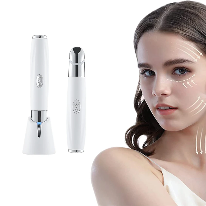 Massaggiatore per occhi con vibrazione - Penna di bellezza riscaldata per il trattamento delle occhiaie, riduzione delle rughe e assorbimento del siero facciale