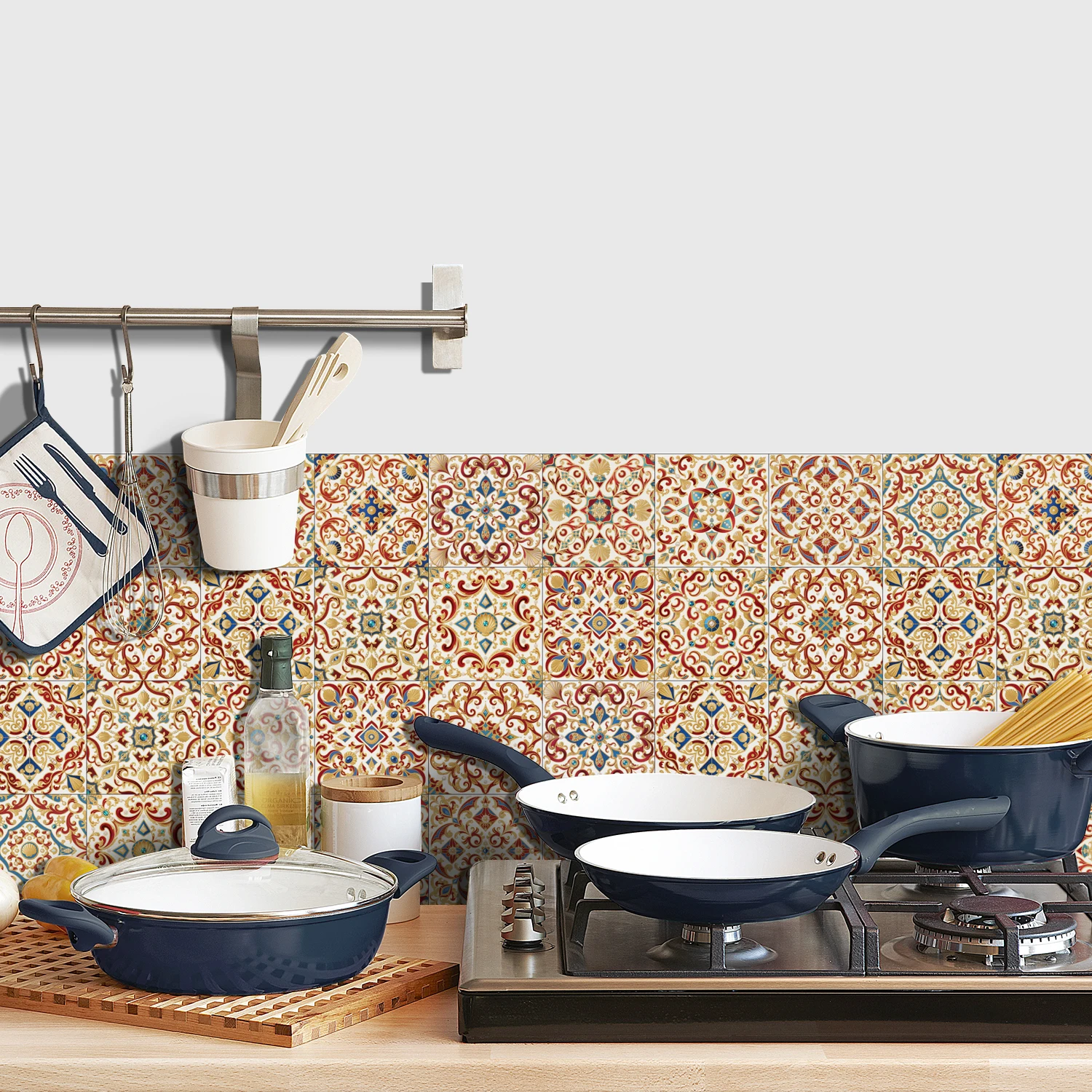 24-piece mix-and-match wall sticker set, suitable for kitchens and bathrooms, removable waterproof wall stickers,