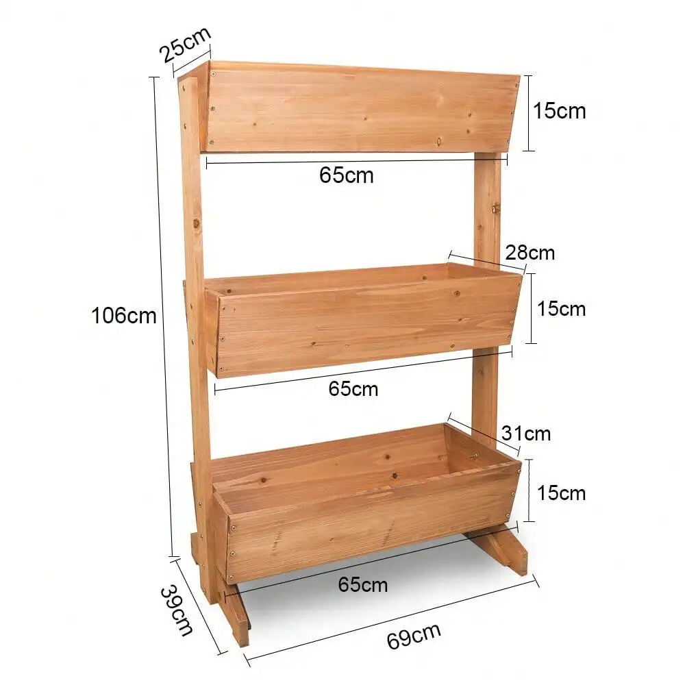 Cama de jardín elevada, caja de almacenamiento de escalera de flores para cultivo de plantas elevadas verticales