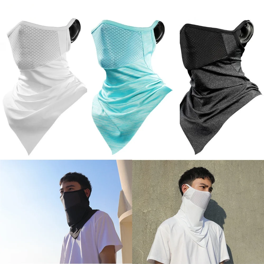 Summer cycling headscarf, ice silk neck cover, bicycle triangle towel, outdoor sun protection face towel, cycling mask