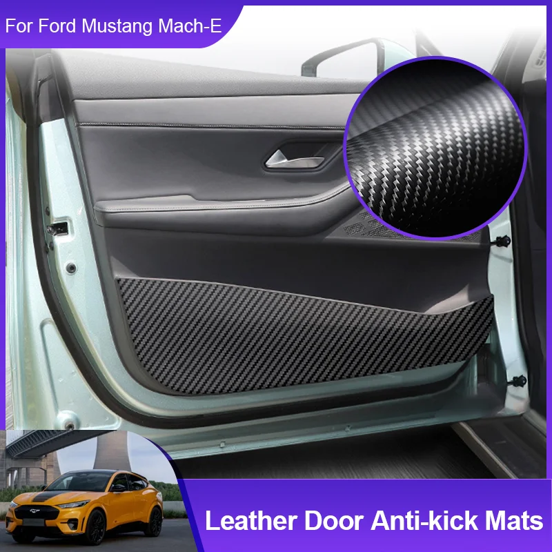 

for Ford Mustang Mach-E MachE Mach E Carbon fiber Car Door Anti-Kick Mats Pads Anti Dirty Protective Stickers Car Accessories