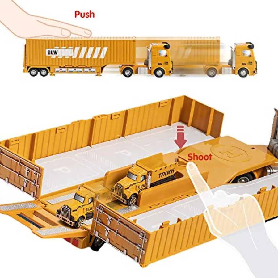 Alloy Construction Trucks Vehicle Toys for Kids Sounds Lights Effects Take Apart Container,Crane,Excavator Trucks,Cement Mixer,D