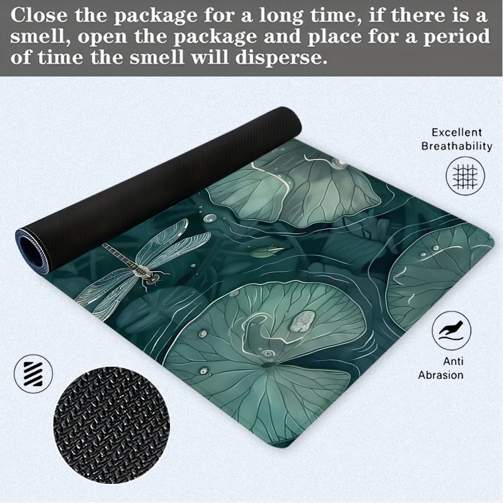 Lotus Leaves Mouse Pad Art Design Large Desk Accessories Desk Pad Rubber Base with Stitched Edge Mousepad Non-Slip Deskpad