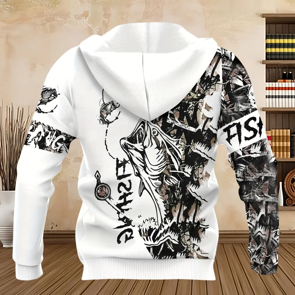 New Sweatshirt Funny Animal Bass Marlin Fishing Fisher Camo Fashion Streetwear Harajuku Unisex 3D Print Hoodies Men's Clothing