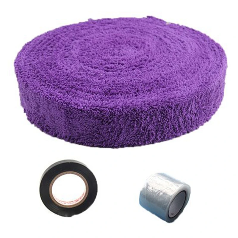 Badminton Grip With Seal Tape Base Film Hand Gel Tennis Racket Sweat Band 10M Purple