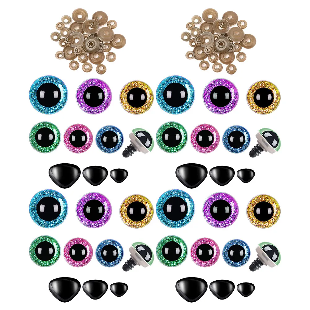 

1Set Sparkling Glitter Safety Eyes Nose Set Washers Included for DIY Crafting Plastic Eyes Soft Use Safety Eye Kit
