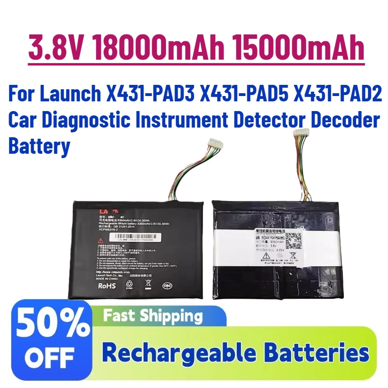 

New In Stock 3.8V 18000mAh Battery for Launch X431-PAD3 X431-PAD5 X431-PAD2 Car Diagnostic Instrument Detector Decoder Battery