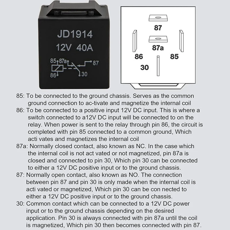 Automotive 5-Pin 30/40A 12V SPDT Relays With Interlocking Relay Sockets And In-Line ATC Fuse Holders