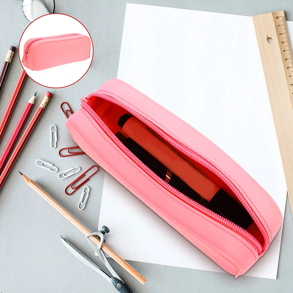 Astuccio per matite in silicone color caramello da 2 pezzi Astuccio per penne estetico carino per ragazze Astuccio per matite per materiale scolastico di grande capacità per il college