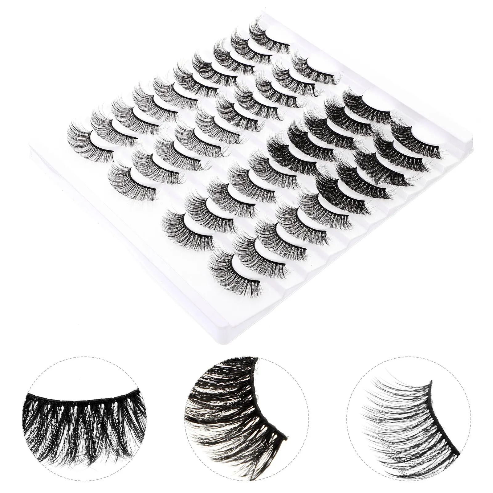 20 Paar falsche Wimpern, natürliche, realistische künstliche Wimpern, professionelle Schönheits-Make-up-Kosmetik, realistische Wimpern mit 3D-Effekt