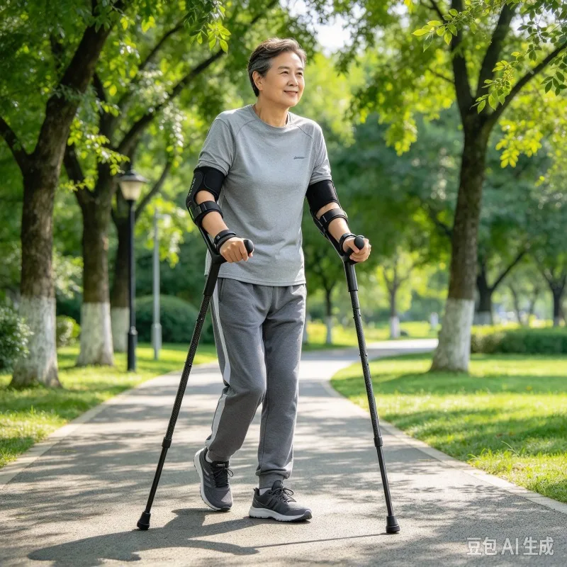 Carbon Fiber Forearm Crutches, Arm-Style Folding Stick, Youth Fracture Non-Slip Crutch Pair, Lightweight Rehab Walker