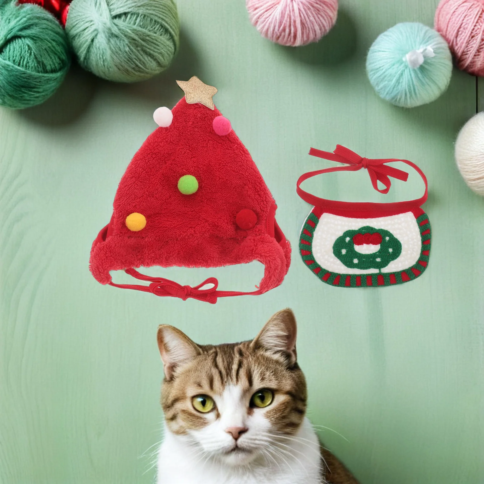

Pet Christmas Hat Cute Santa Claus Design Adjustable Size Holiday Party Cap Festive Pet Christmas Costume Accessory