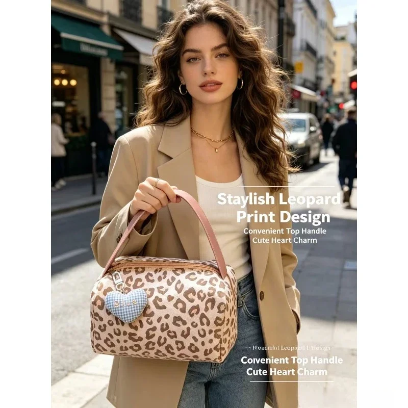 Leopard Print Cosmetic Bag Large-Capacity Portable Storage Versatile Handbag High-Value Ins Wind New
