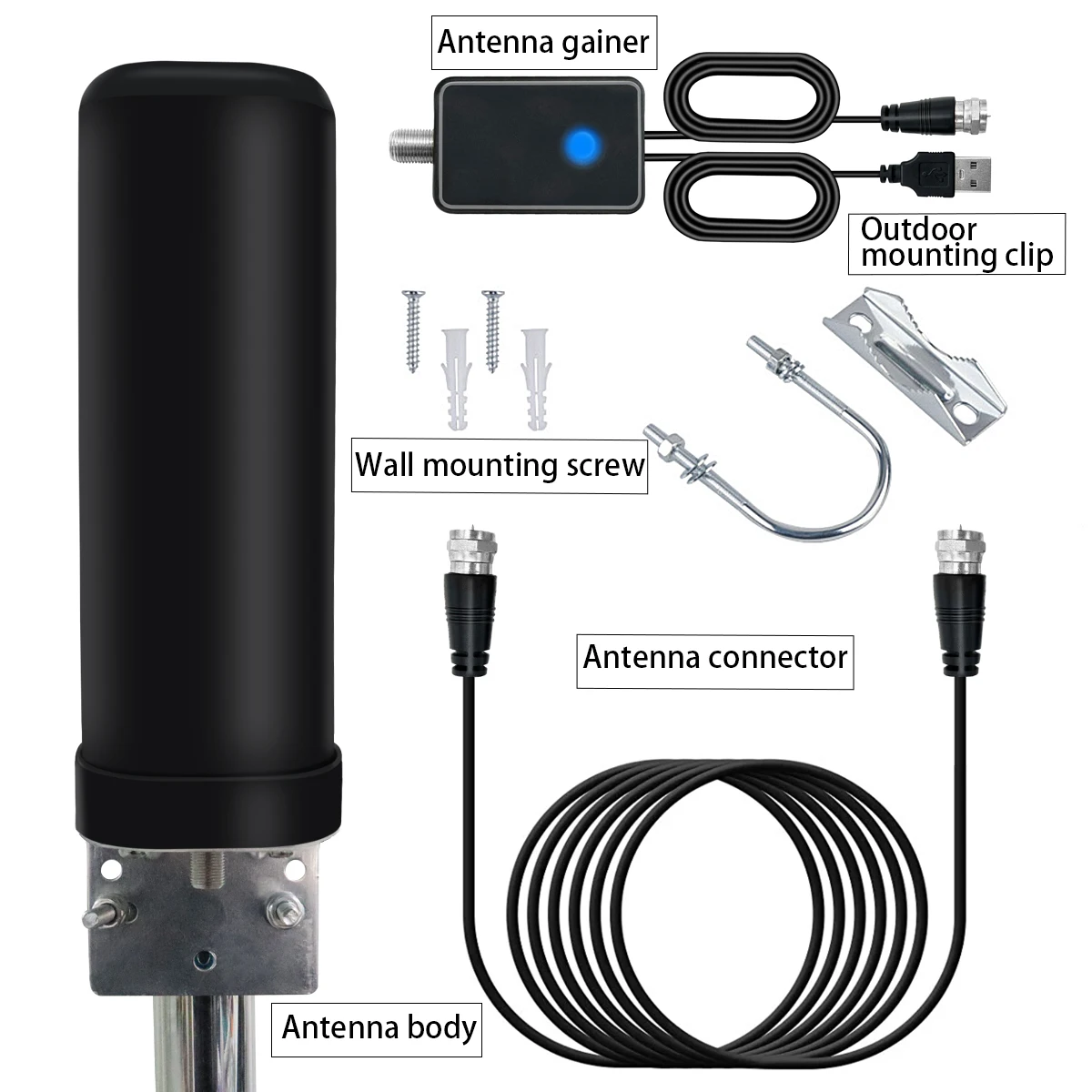 Imagem -02 - Antena de Barril de Alto Ganho Antena Hdtv Digital Amplificador de Sinal Omni Antena de tv ao ar Livre à Prova d Água com Booster