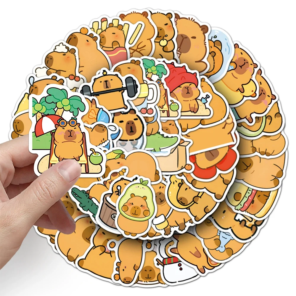 

10/30/50/100pcs Cute Animal Capybara Cartoon Stickers for Kids Waterproof DIY Phone Notebook Luggage Funny Graffiti Decals Pack