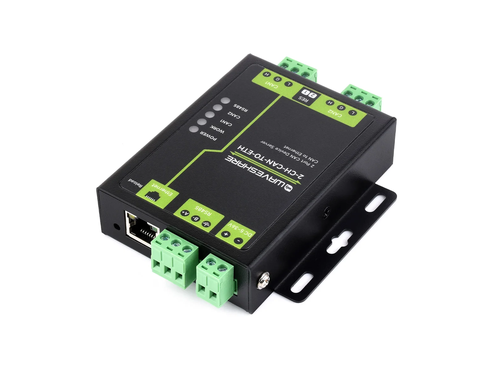 Industrial Grade 2-Ch CAN To Ethernet Server, 2-Ch CAN + RS485 + Ethernet Port Supports CAN Repeater / CAN To RS485, Dual SOCKET