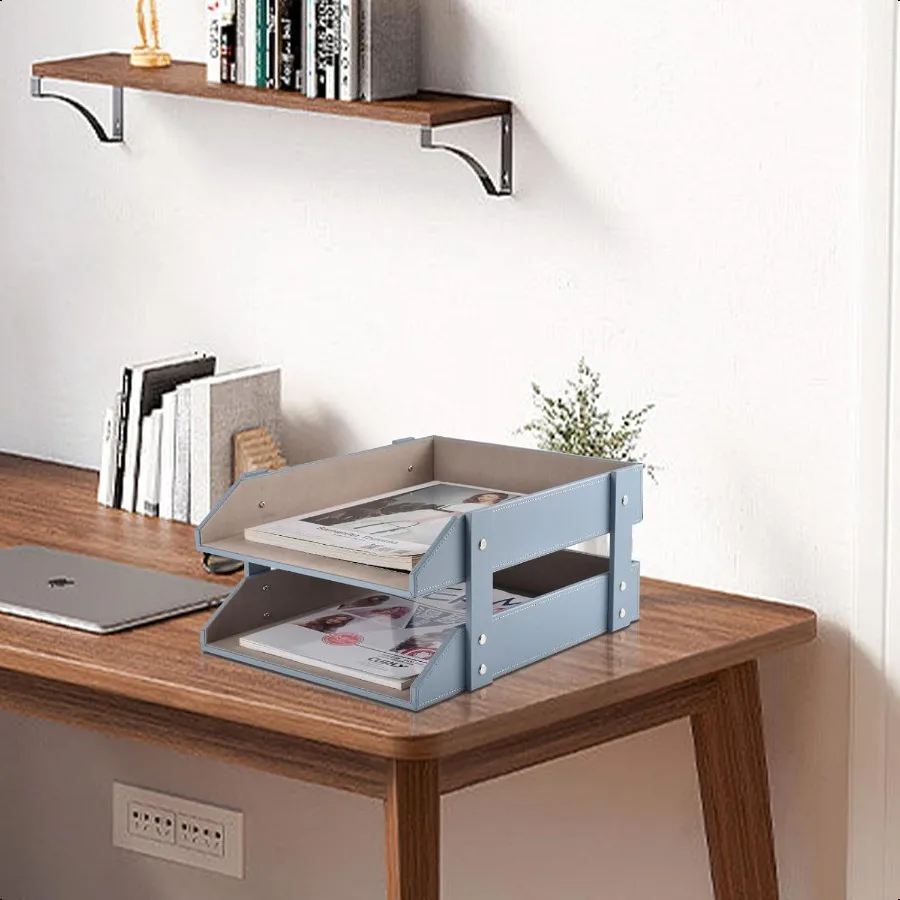 Кожаный настольный поднос для писем, офисный органайзер для бумаги для почтовых файлов, журналов, ювелирных изделий, косметики, модный держатель для писем 2Ti