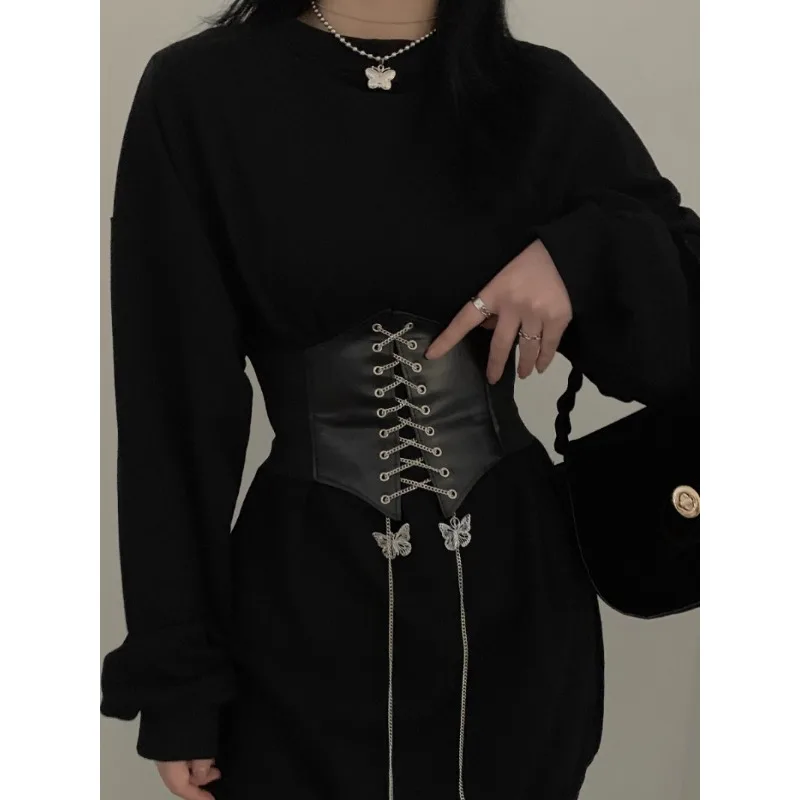 เข็มขัดคาดเอวกว้างตกแต่งผีเสื้อสําหรับผู้หญิง 2025 เข็มขัดเดรสระดับไฮเอนด์ใหม่