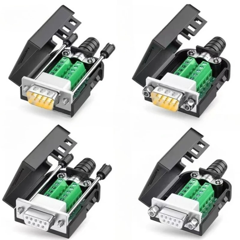 DB9 RS232 Connector D-SUB 9 Pin Male Female Plug RS485 Breakout Terminals 21-24 AWG Wire Solderless Connectors