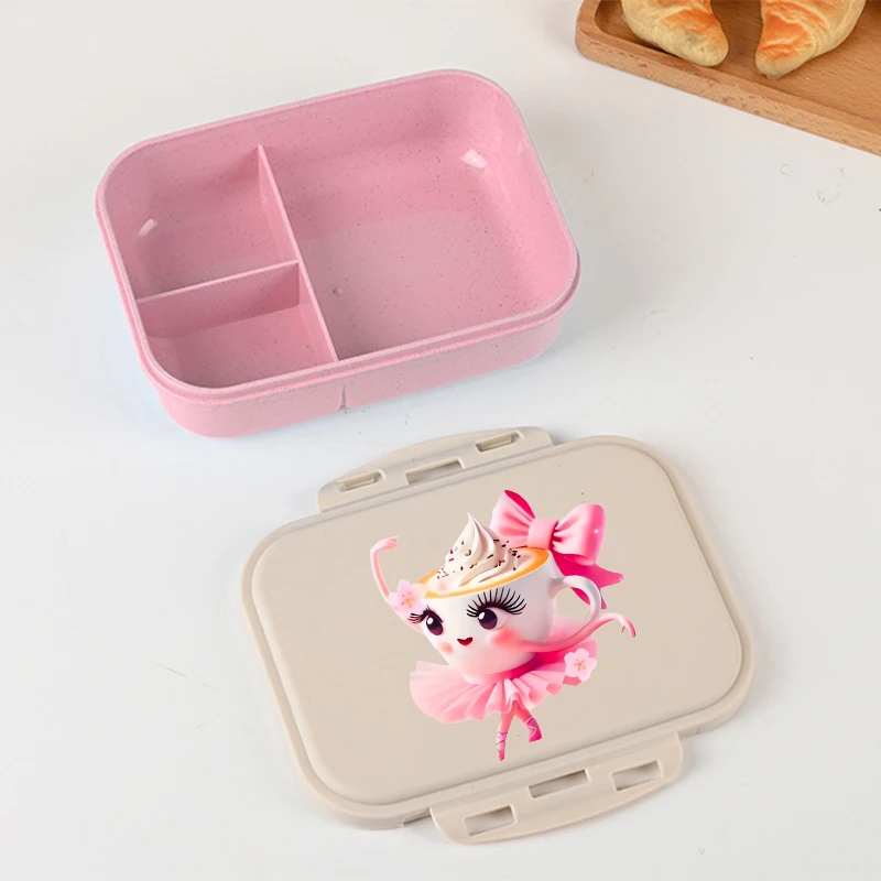 Ballerina Capuccina Girls Bento Lunch Box Italian Brainrot Printed Lunch Box School Food Storage Containers Kids Birthday Gifts