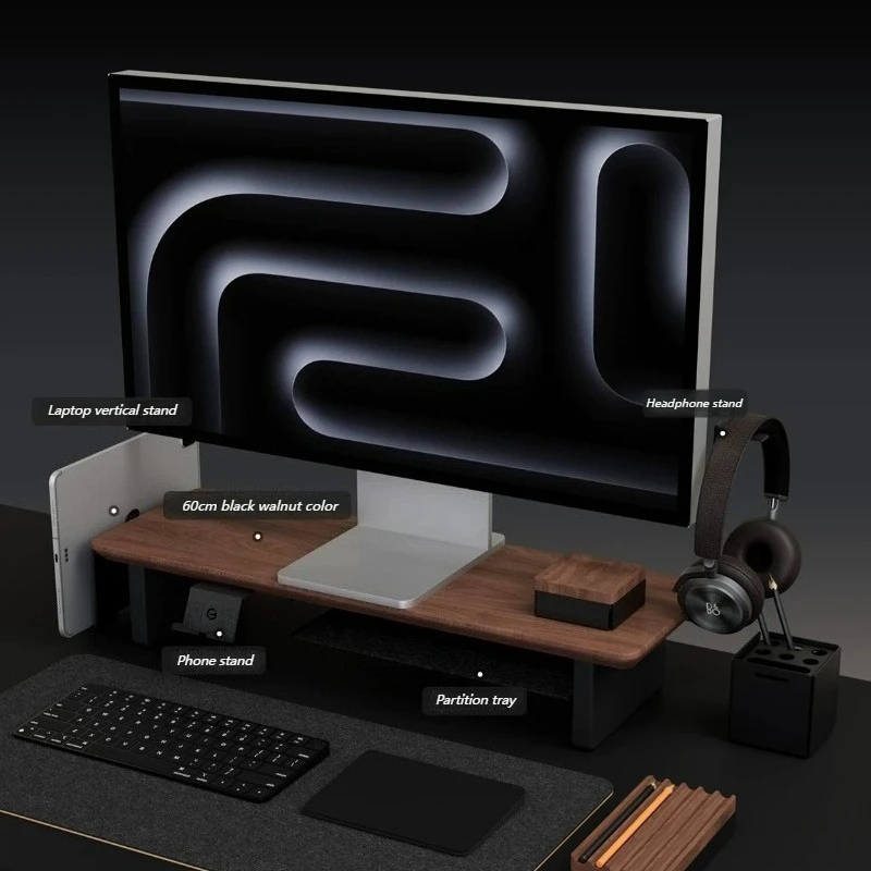 Modular Z3 Pro Monitor Riser Stand Study Wooden Desktop Computer Holder Office Monitors Laptop Storage Bracket Monitor Organizer