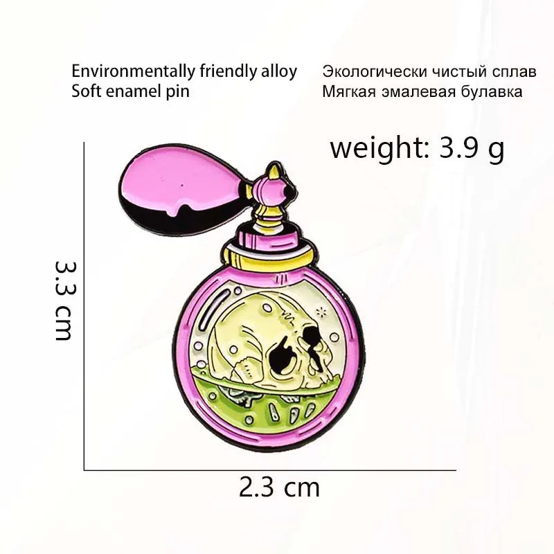 Liquid medicine medicament Pines Jewelry Enamel Pins Backpack Gift Spille Punk Dead Skeleton  Pin Brooch Poisonous perfume