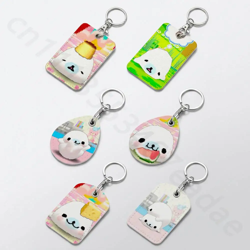 CUTE M-Mamegoma Seal Meme Keychain Card Holder, Badge Credit Card Holder, Student ID Card Holder