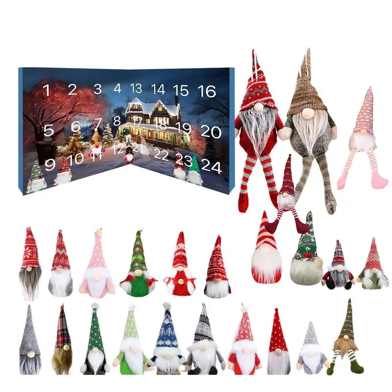 Christmas Decorations Calendar Christmas Advent Calendar Cute Gnome 24 Days Plush Doll Toy 2025 New Year Ornament Kid Party Gift