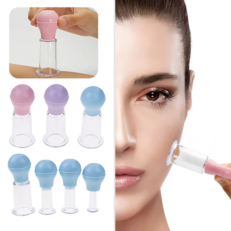 4Pcs/set Facial Massage Cups Rubber Vacuum Cupping Skin Lifting Anti Cellulite Massager For Face Body Cups Skin Scraping Massage