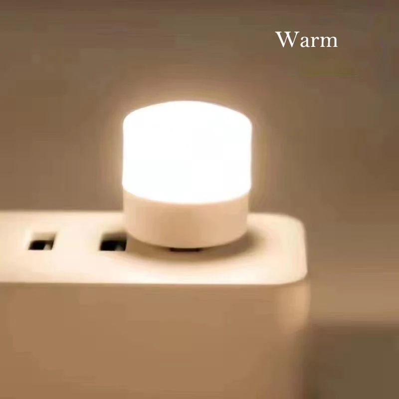 Mini USB Night Light com Plug, Lâmpada LED, Proteção para os olhos, Leitura de Livros, Computador, Móvel, Branco Quente