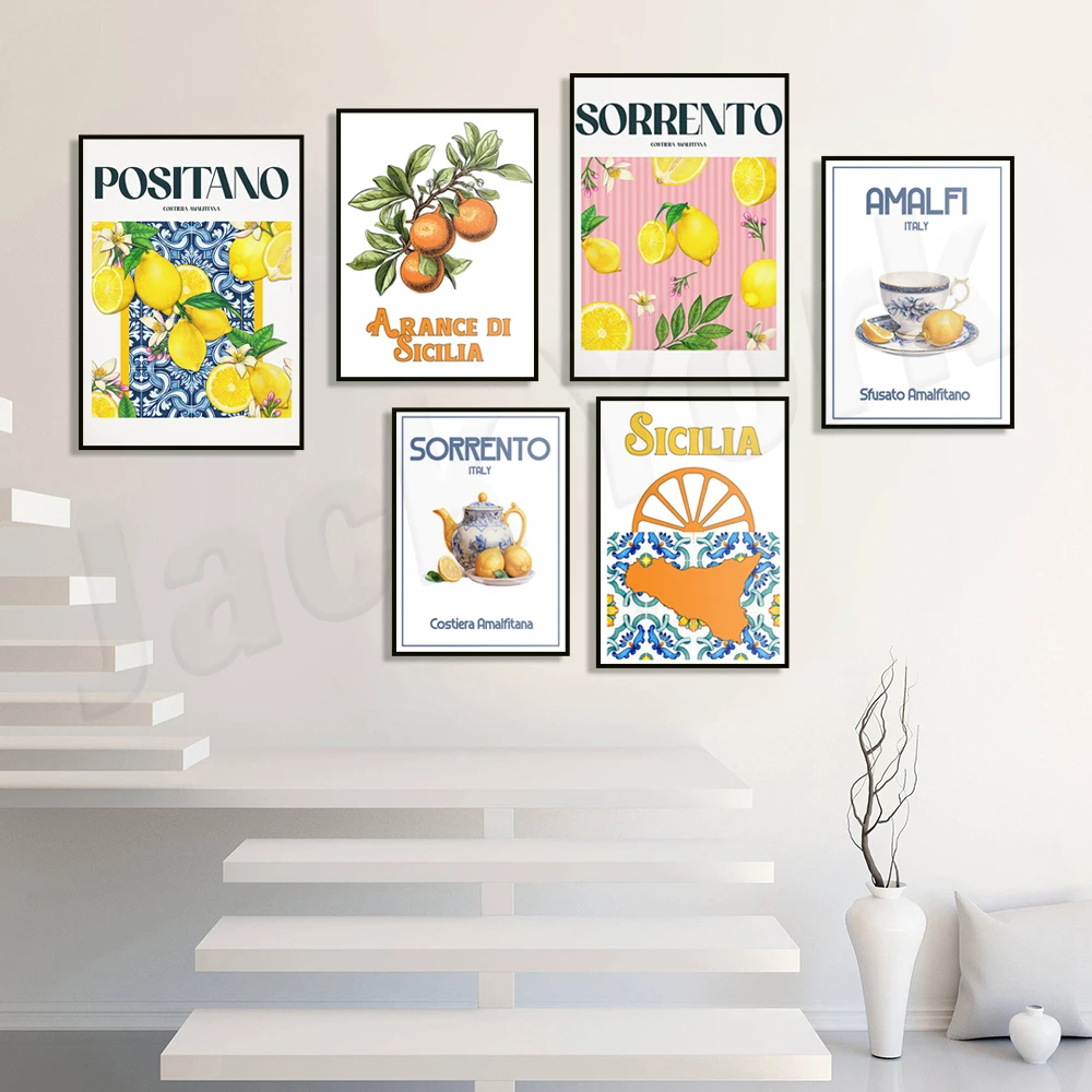 

Amalfi Coast Lemon Print, Capri Positano Sorrento, Lemon Amalfi Coast, Sicily Italy Orange, Italy Travel Poster, Kitchen Decor