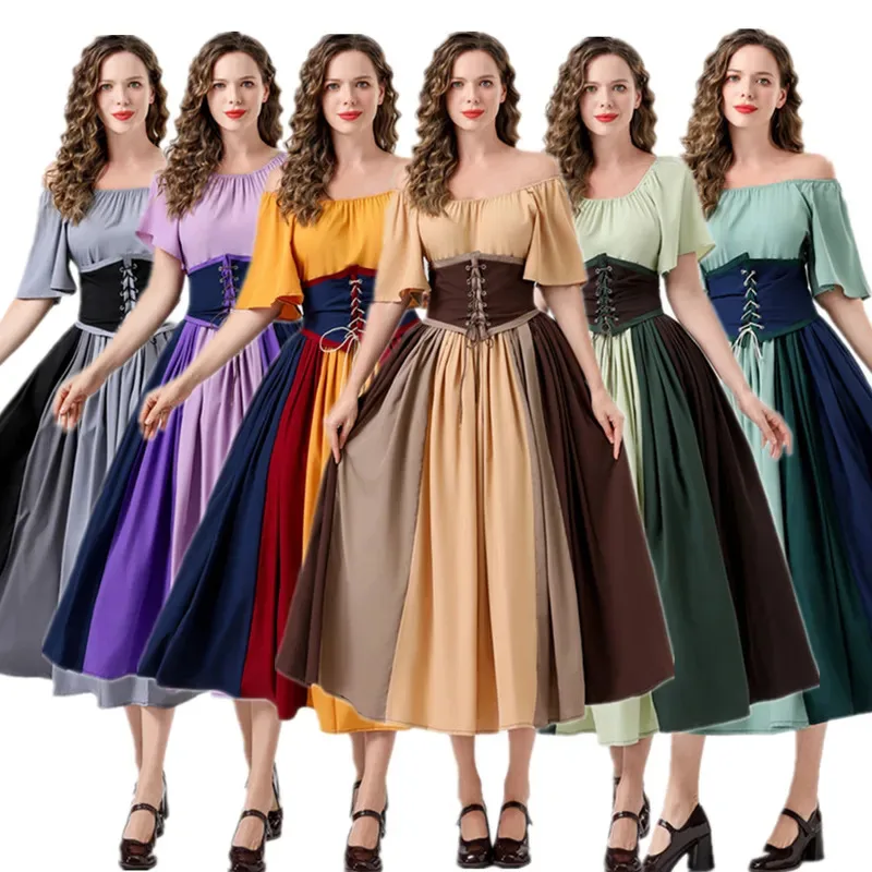 중세 빅토리아 빈티지 유럽과 미국의 공주 코스프레 의상 할로윈 복고풍 코트 고딕 우아한 파티 드레스 lf[5