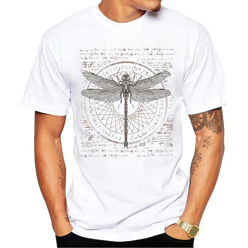 New Fashion Science Dragonfly Study Men T-Shirt Hipster Alchemy Symbol Printed Tshirts Funny Tee Short Sleeve O-Neck Tops