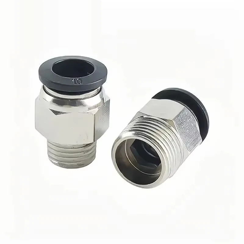 1-50pcs/lot PC Pneumatic Air Connector Fitting PC 4/6/8/10/12/16mm Thread 1/8 1/4 3/8 1/2 Black Plastic Hose Fittings