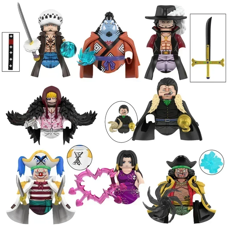 Luffy Hancock Mihawk Marshall Building Blocks Japan Anime Bricks Dolls Mini Action Toy Figures Assemble Blocks Children Gifts