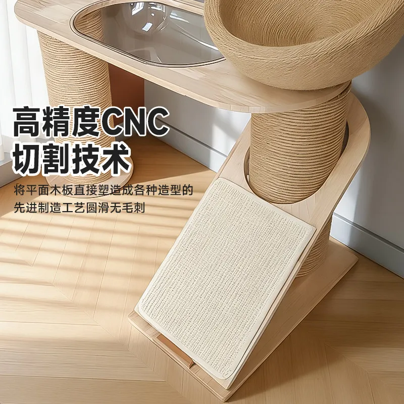 Solid wood cat climbing frame Space capsule Cat nest Sleeping integrated Multi-cat large cat scratching board