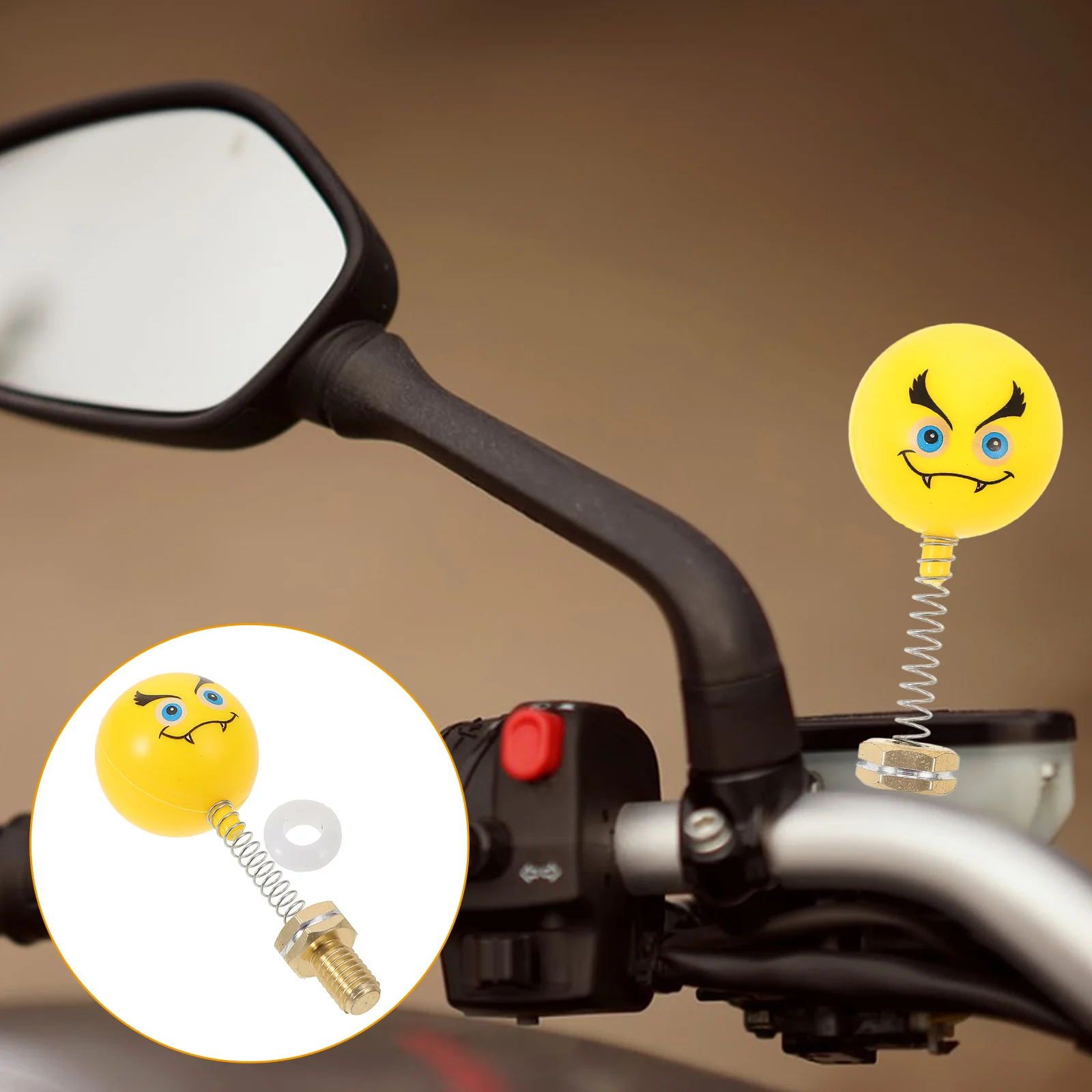 

Cartoon Smiling Face Screws 8mm Spring Bubbling Decorative Motorcycle Side Mirror Bobbing Rearview Accessories Enhancement